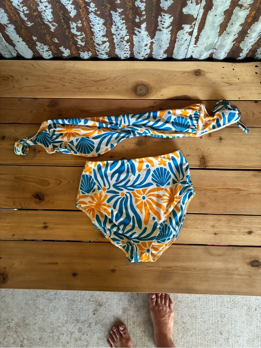Woman’s ' Blue & Yellow Floral High-Waist Bikini Set - Kids Swim